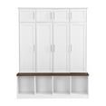 thumbnail image 6 of Wood Hall Tree with Bench, Multiple Storage Space and 4 Hidden Hanging Hooks, Entryway Storage Cabinet with Open Compartments, 6 of 8