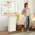 thumbnail image 5 of 65L Slim Laundry Hamper with Lid, Narrow Laundry Basket with Removable Bag & Bamboo Handles, Fodable Thin Dirty Clothes Hamper for Laundry Collapsible Bin for Bathroom Bedroom Dorm, White, 5 of 9