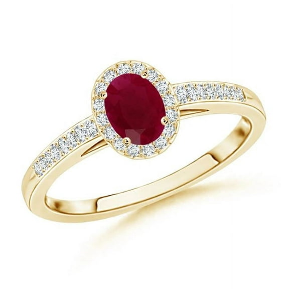 Oval Shape Red Ruby CZ Diamond Band Ring Women 925 Sterling Silver Yellow Gold Plated July Birthstone Mothers Day Women Gift Gemstone Jewelry