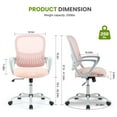 thumbnail image 2 of JOINSUN Ergonomic Mesh Office Chair with Armrests, Wheels, Mid-Back, Lumbar Support for Home, Pink, 2 of 6