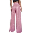 thumbnail image 5 of Manxivoo Sequin Pants Women Women's High Waisted Sequin Loose Drape Wide Leg Pants Fashion Casual Pants Joggers Pants Pink XXXL, 5 of 5