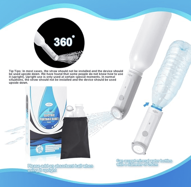 Portable Electric Travel Bidet for women  2 Spray Modes,USB Rechargeable, Electric Mini Bidet Pressure Adjustable for Camping, Desert Trips, Airplanes, Trains & Personal Hygiene