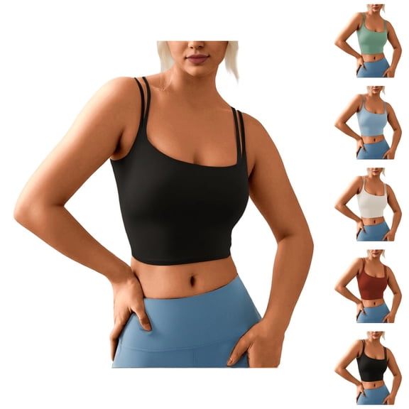 Crop Camisole Tops for Women Square Neck Racerback Spaghetti Strap Padded Cami Tank Tops Longline Sports Bra