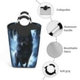 thumbnail image 4 of Bingfone Night Scene Of Wolves Laundry Hamper,Large Canvas Fabric Lightweight Storage Basket Toy Organizer Dirty Clothes Collapsible, 4 of 6