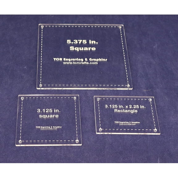 3 Piece Square/Rectangle Set C Quilting Templates 1/8 Inch