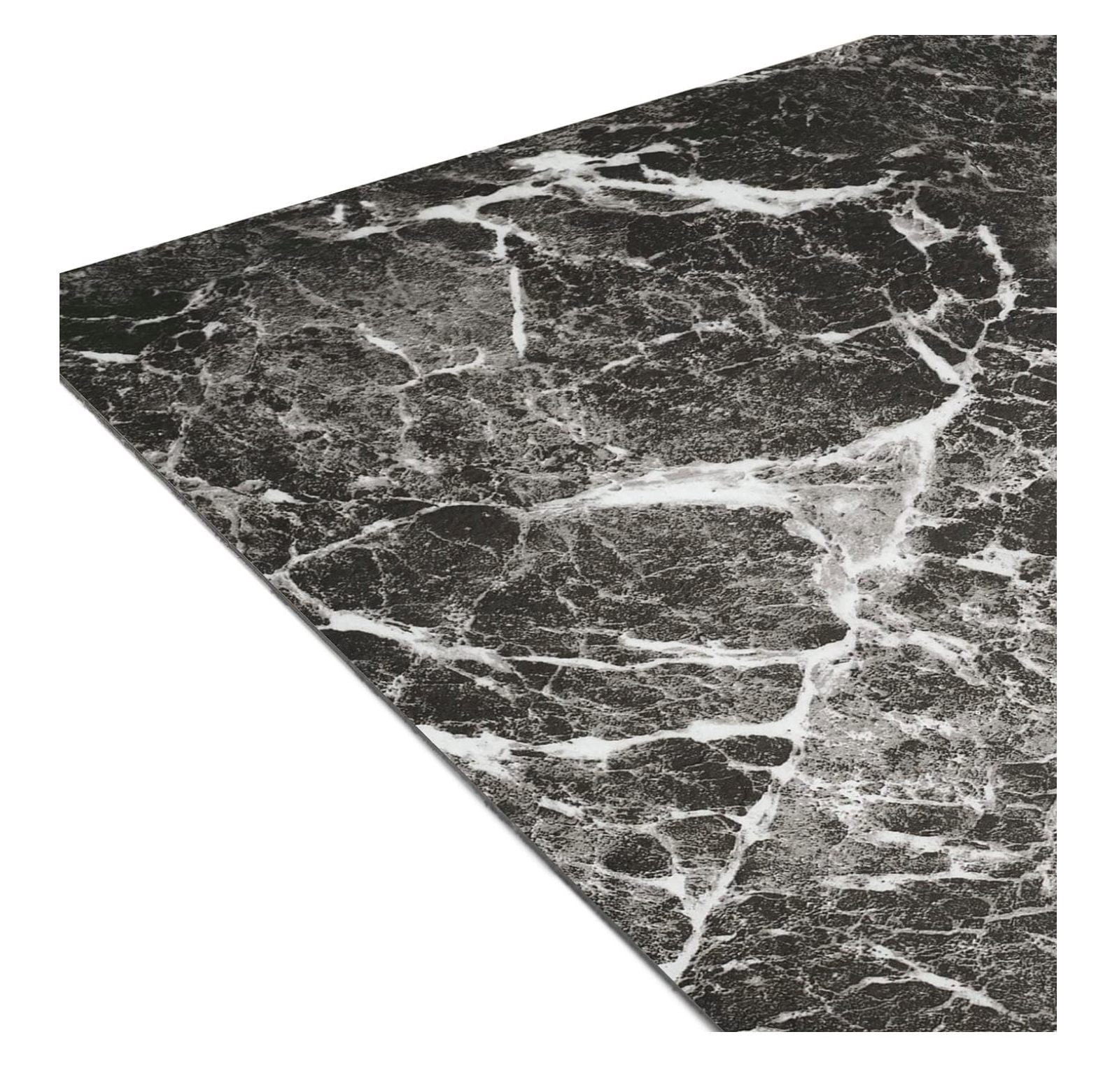 Charcoal Marble Black Vinyl Floor Tiles Self Stick Peel Flooring 12" x 12", 2-Pack (40 Pieces)