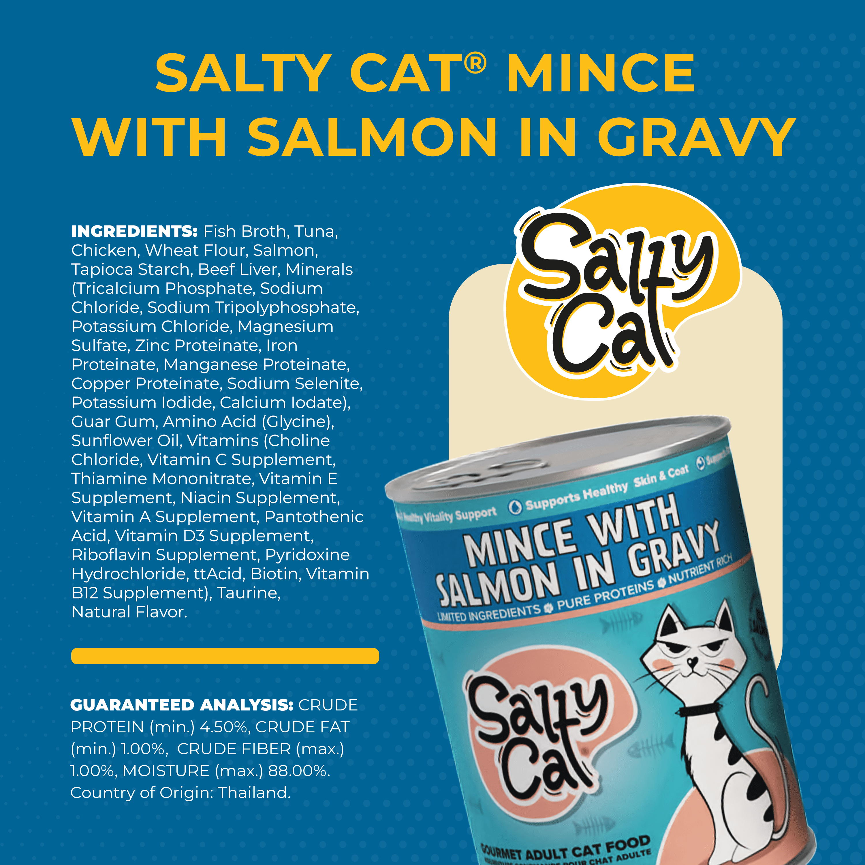 (24 pack) Salty Cat Minced Salmon Flavor in Gravy Wet Cat Food, 13 oz Can