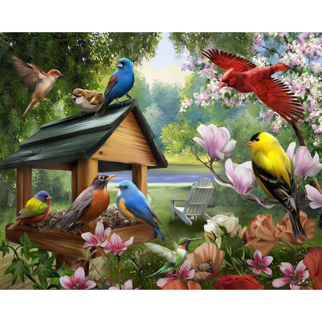 Bird On Magnolia Branch Pintura al óleo por número Kit Frameless Picture Decor (B1703) Hugtrwg Para estrenar