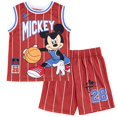 thumbnail image 1 of Conjunto de disfraz de Mickey Mouse de Disney para niños pequeños, 2 unidades, rojo y rayas, 1 of 7