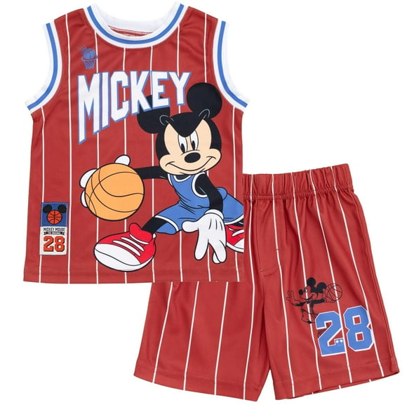 Conjunto de disfraz de Mickey Mouse de Disney para niños pequeños, 2 unidades, rojo y rayas