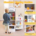 thumbnail image 4 of OLAKIDS Kids Grocery Store Playset, Wooden Supermarket Toy Set with Cash Register, Vending Machine, Play Food Accessories, Blackboard, Pretend Play Store Gift for Toddler Boys Girls (Grey), 4 of 9