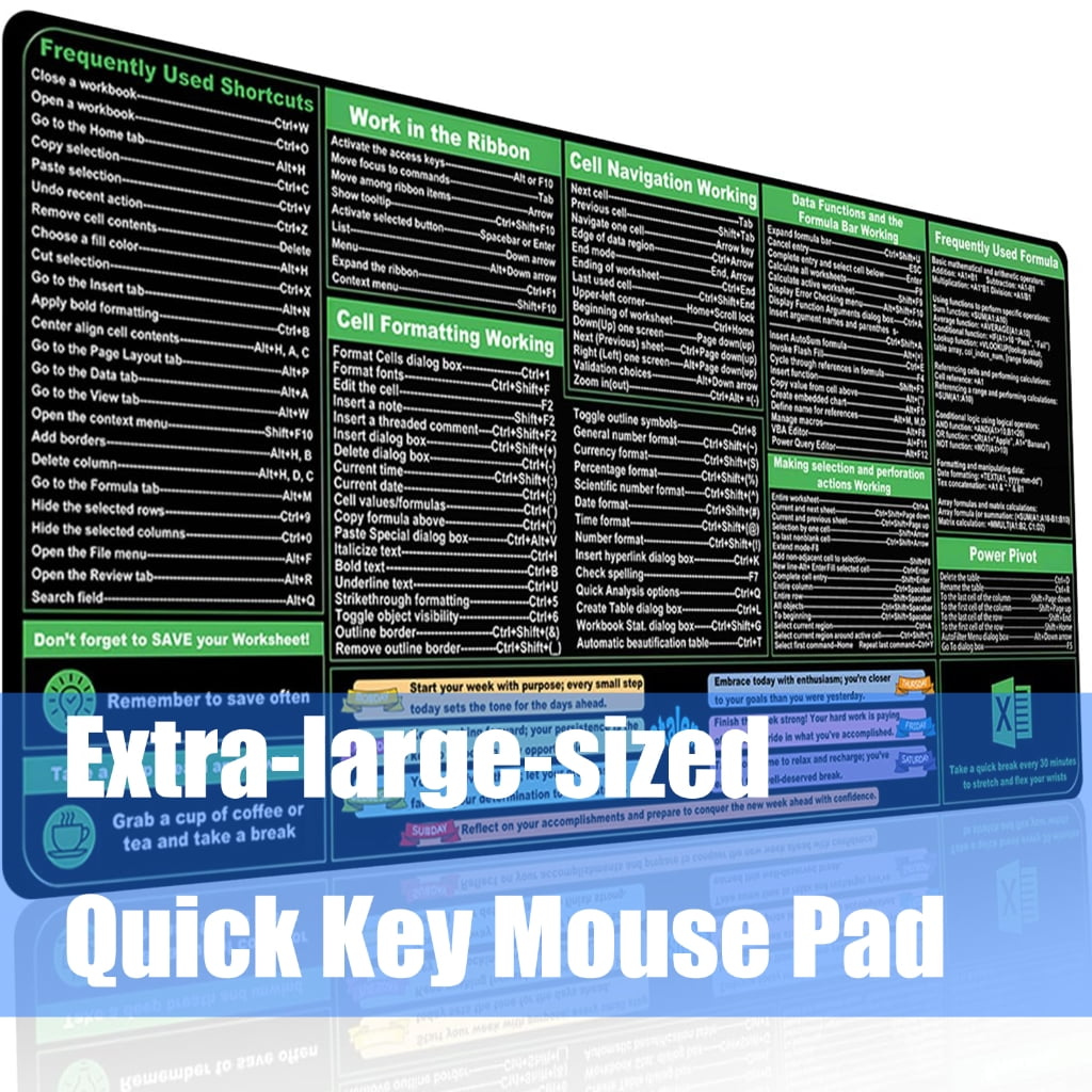 400x900x3mm Large Keyboards Mouse Pad Featuring Word Shortcut for Office Software Use and Gaming with