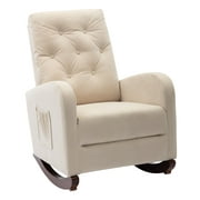 Lixada Living Room Rocking Chair, Comfortable Rocker Fabric Padded Seat ,Modern High Back Armchair