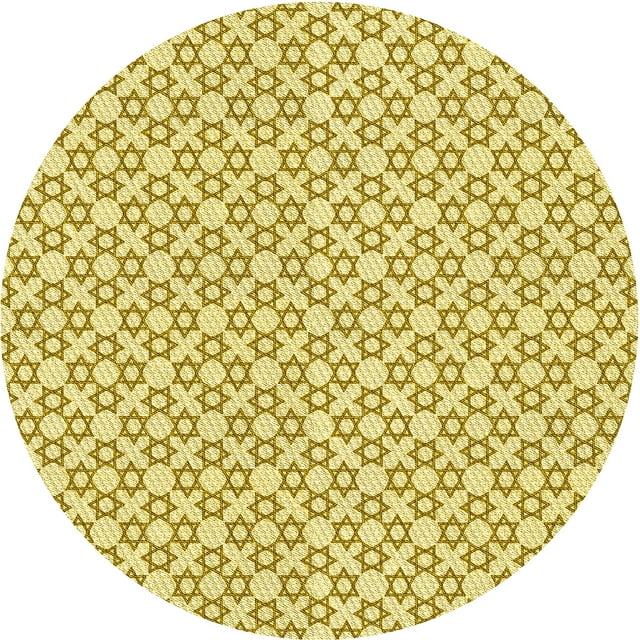 Ahgly Company Tapis d'Intérieur Lavables en Machine, Ronds, Transitionnels, Brun Caramel, Ronds de 3'