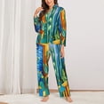 thumbnail image 2 of Balery Bright Paper Cactus Scene Conjunto de Pijama con Estampado para Mujer, Conjunto de Dos Piezas con Manga Larga, Ropa de Dormir Suave con Bolsillos, Pijamas Cómodos-Small, 2 of 7