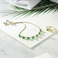 thumbnail image 3 of Gem Stone King 3.41 Ct Round Green Nano Emerald 18K Yellow Gold Plated Silver Ring and Bracelet Jewelry Set (Size 8), 3 of 3