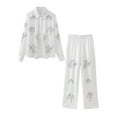 thumbnail image 1 of Ensemble Chemise à Sequins Décontractée pour Femmes Chic Col à Revers Manches Longues Pantalon Taille Élastique Ensemble de Printemps, 1 of 13