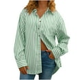 thumbnail image 3 of bnaln Womens Striped Button Down Shirts Classic Long Sleeve Stylish Collared Office Work Blouses Tops Ladies Tops Summer Dressy Business Casual Work Shirts Beach Vacation Outfit, 3 of 8