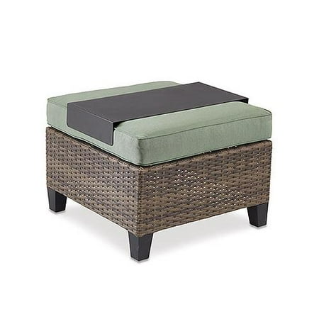 Letright Industrial 710.086.004 Key Largo Ottoman + Tray, Aluminum & Wicker