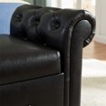 thumbnail image 6 of 63 inches Storage Bench, PU Leather End of Bed Bench with Rolled Arms and Button Decor, Upholstered Ottoman for Bedroom Living Room and Entryway, Weight Capacity 500 lbs, Black, 6 of 7