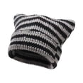 thumbnail image 1 of Gorro de crochet, gorro de punto, tocado holgado, estilo vintage, accesorios hechos a mano, ropa Negro y gris, 1 of 9