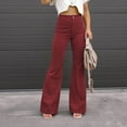 thumbnail image 2 of WREESH Womens Flare Leggings Fashion Comfortable Solid Color Pocket Casual Flared Pants Wine, 2 of 7