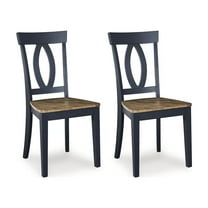 Signature Design by Ashley Landocken Casual Dining Chair with Contoured Seat, Set of 2, Blue & Brown