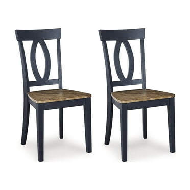 Signature Design by Ashley Landocken Casual Dining Chair with Contoured Seat, Set of 2, Blue & Brown