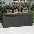 thumbnail image 4 of Uforic Outdoor 120 Gallon Large Resin Deck Box, Outdoor Storage Boxes with X-Shaped Front, for Patio Garden, Waterproof & Lockable, Dark Gray, 4 of 9