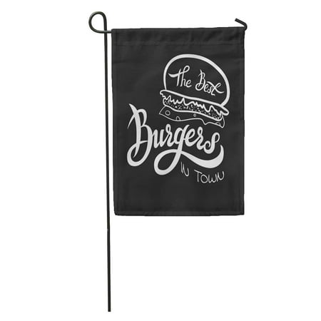 SIDONKU The Best Burgers Hand Lettering Emblem for Fast Food Garden Flag Decorative Flag House Banner 12x18