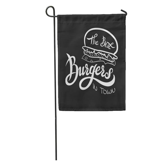 SIDONKU The Best Burgers Hand Lettering Emblem for Fast Food Garden Flag Decorative Flag House Banner 28x40 inch