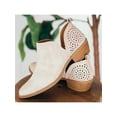thumbnail image 3 of Colisha Ankle Boots for Women Slip on Booties Chunky Stacked Low Heel V Cut Party Shoes Rice 10, 3 of 4