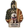thumbnail image 2 of Freedom Paws Patriotic Samoyed Vintage Memorial Day All Over Print 3D Hoodie Unisex Merch Hoodies Siberian Sammy Dog Lover - 12006, 2 of 6