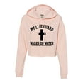 thumbnail image 1 of Womens My Life Guard Walks On Water Christian Easter Cropped Hooded Sweatshirt, 1 of 1