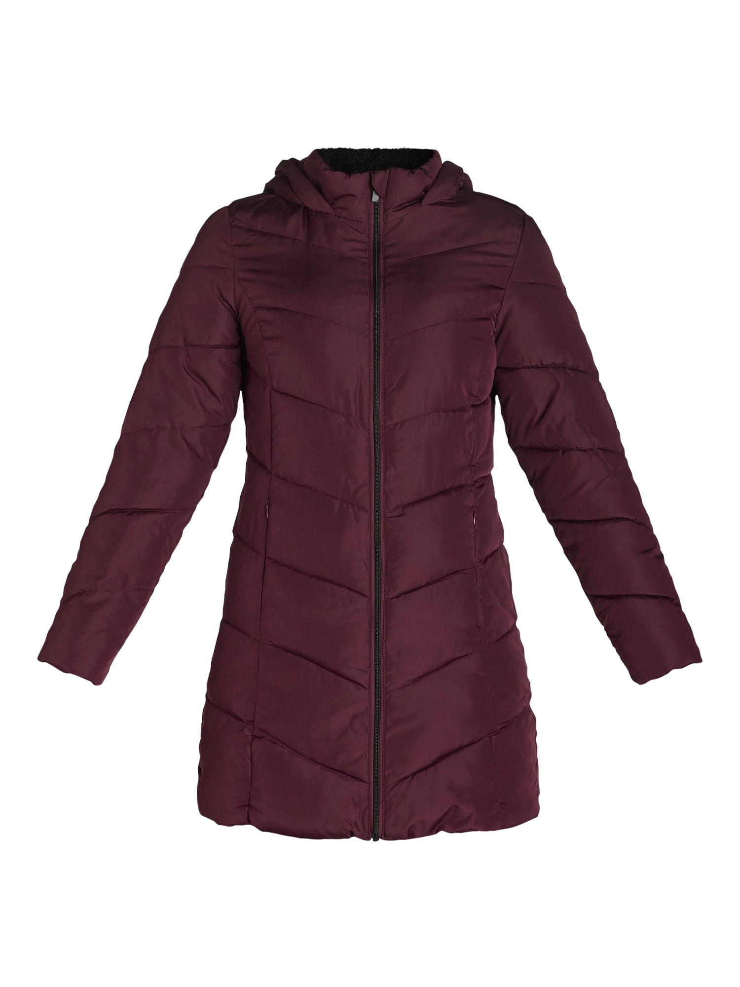 Big Chill Women's and Women's Plus Chevron Quilted Puffer Jacket with Hood, Sizes S-3X