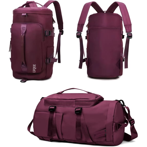 Gym Bag for Women Sports Duffel Backpack Travel Weekender Bag with Shoes Compartment, Sports Duffle Gym Bag,Purple