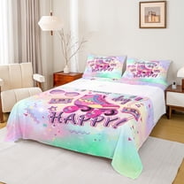 Homewish Roller Skating Full Size Sheets 4-Piece for Kids Adults Teens,Abstract Gradient Breathable Bed Sheets,Dreamy Princess Lightweight Sheet Sets,Breathable Home Decor