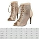 thumbnail image 2 of Mujeres Sandalias Altas Sandalias Peep Toe Mesh Sandalias Boteras de baile transpirable Boties Bomba para salón de baile, 2 of 6