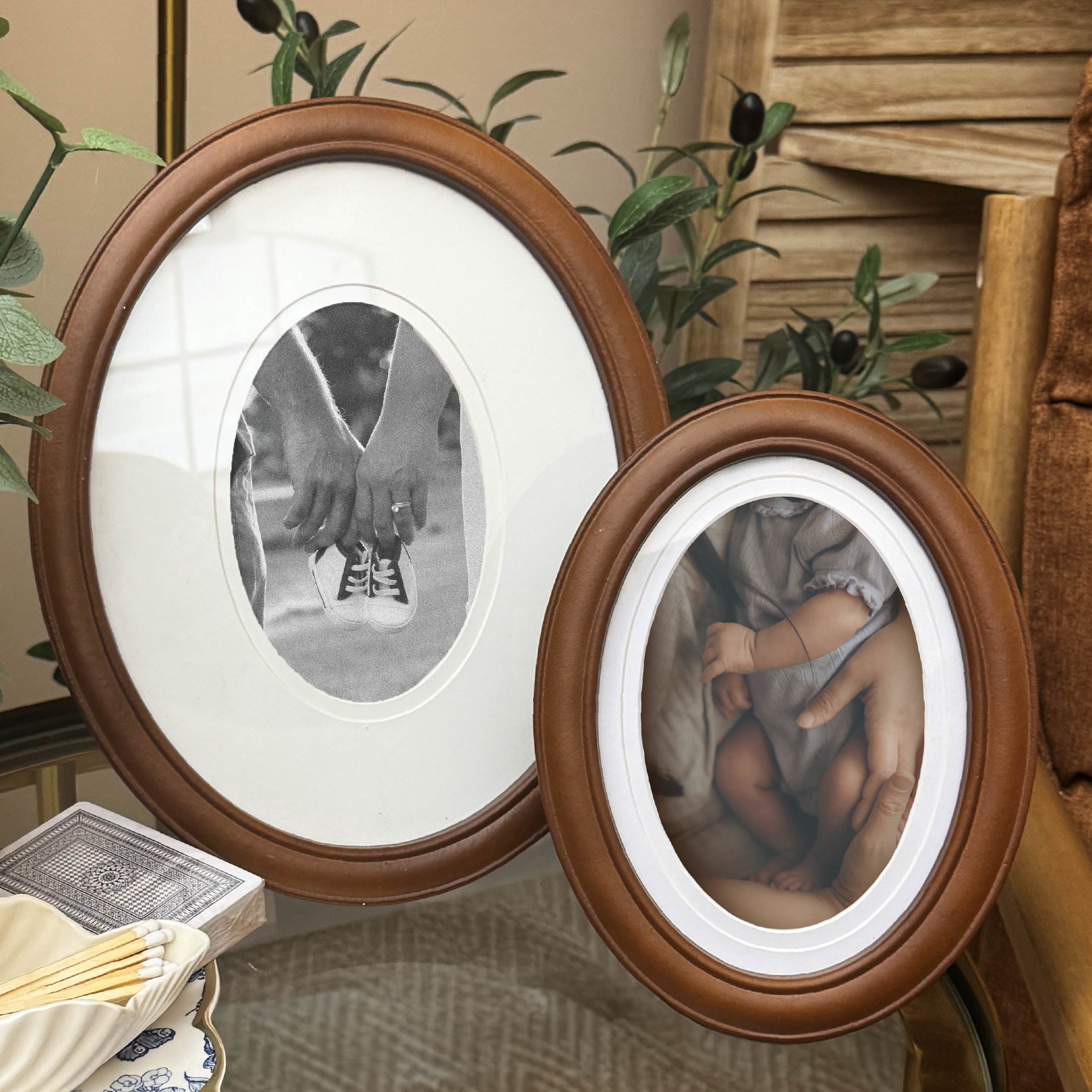 OneDesign Home 5x7 Oval Double Matte Wood Picture Frame