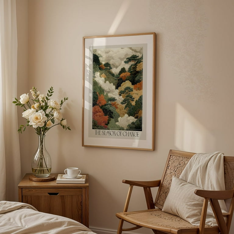 Japandi Fall Forest printable Wall Art maximalist Autumn Decor Art