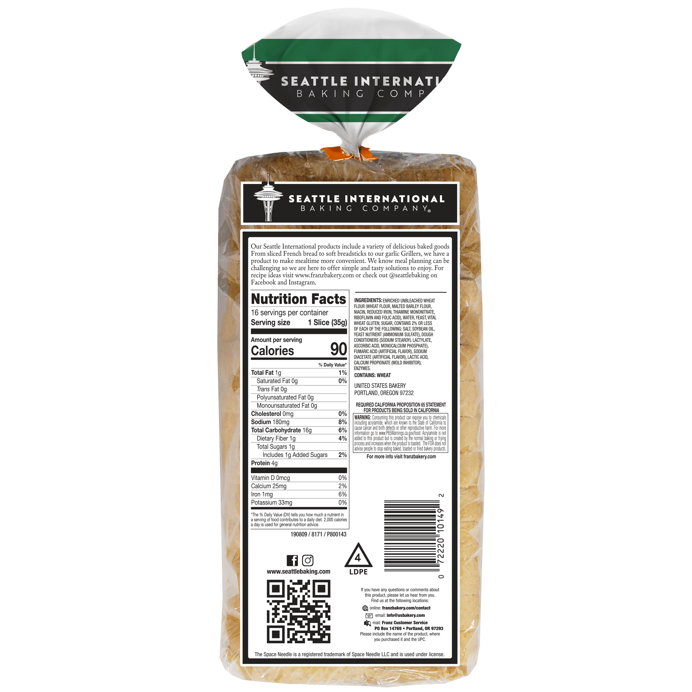 Seattle International Sliced Sour Bread, 20 oz