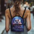 thumbnail image 4 of Eheartsgir Galaxy Owl Pattern Mini Backpack Purse, Water-Resistant Polyester Small Backpack for Dating Travel, Zipper Compartment Travel Daypack, 4 of 8
