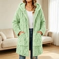 thumbnail image 2 of Fleece Jacket for Women Longline Fluffy Coat with Zipper and Pockets Warm hooded Coat for Winter Daily Use, 2 of 6