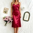 thumbnail image 2 of Bovxnpu Womens Nightgown Sleepshirt Pajama Dress Satin Spaghetti Strap Backless Calf Length Nightgown Sleepwear, 2 of 8