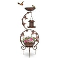thumbnail image 3 of Zimtown 37.8" Bird Bath, Bronze Decorative Birdbath for Garden Yard Patio Lawn Outdoor Decor, Solar Feeder and Flower Planter Pedestal, 3 of 13