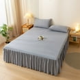 thumbnail image 5 of ZestqaQ Solid Color Bed Skirt, Polyester-Cotton Non-Slip Protective Cover, Ruffled Edge Bedspread Skirt, Durable Mattress Guard, Stylish Bedroom Decor, 5 of 6