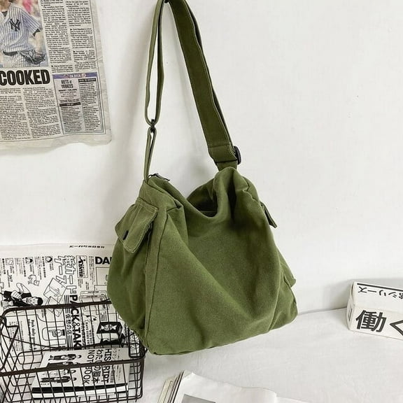 JUYGO Large Capacity Crossbody Bags Casual Canvas Shoulder Bag for Women Solid Purses and Handbags Fabric Unisex Travel Handbags Purse