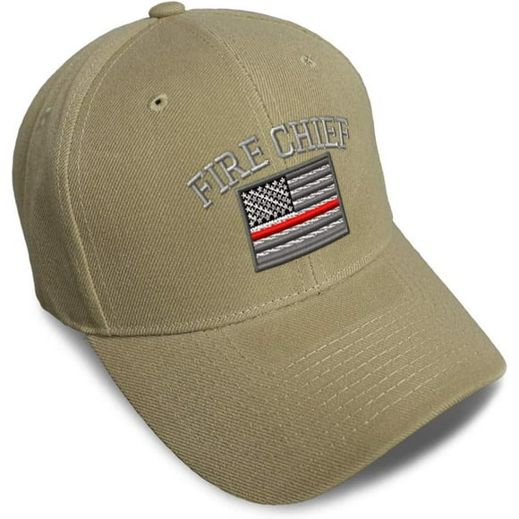 shiyou-Baseball Cap Firefighter Fireman Chief Embroidery Acrylic Dad Hats for Men & Women Strap Closure Khaki
