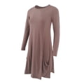thumbnail image 4 of DYMADE Women Plus Size Solid Color Loose Casual Long Sleeve Dress, 4 of 5