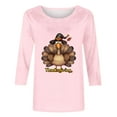 thumbnail image 4 of Hueook Womens Long Sleeve T Shirts Short Sleeve Shirts for Women Women's Thanksgiving Printed Round Neck 3/4 Sleeve T-shirt Loose Top Long Sleeve Round Neck Top/Shirt Pink 4X, 4 of 4